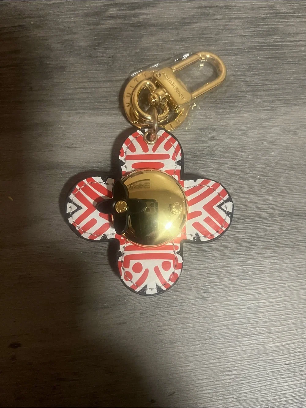 Luxury Fashion Red and Black Flower Bag Charm Keyring